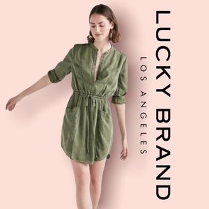 Lucky Brand Army Green Tencel Shirt Dress Size XS